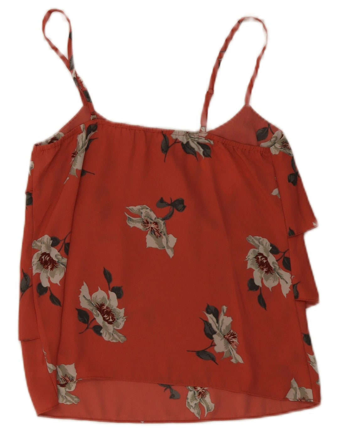 Oasis Womens Tiered Cami Top UK 8 Pequeno Poliéster Floral Vermelho