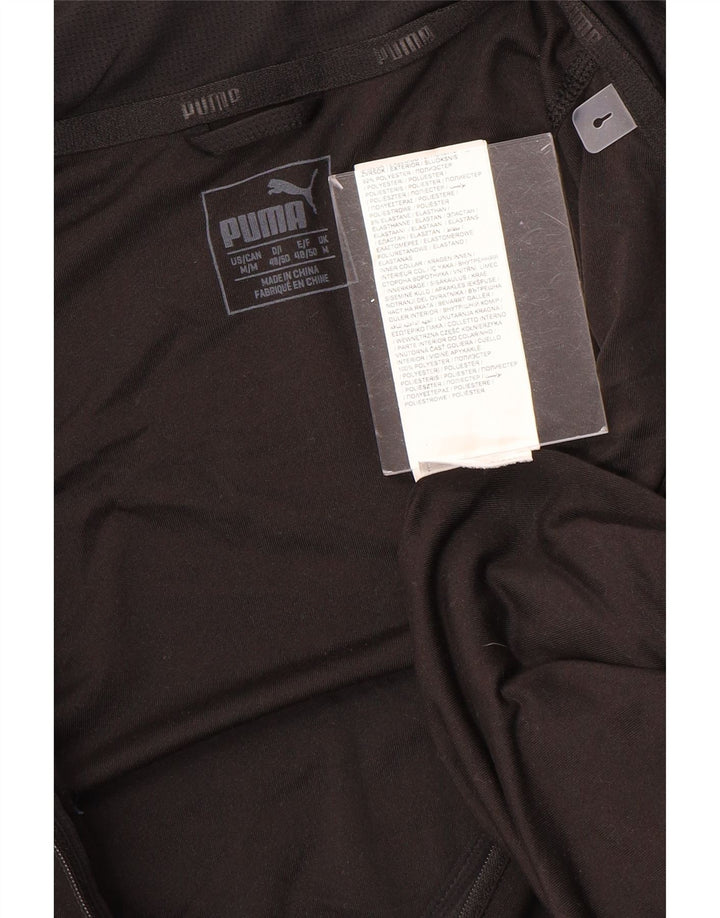 PUMA Mens Zip Neck Pullover Treino Top Médio Preto Colourblock