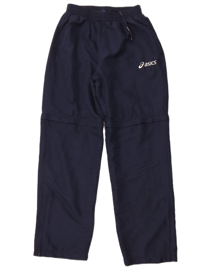 Calça de treino feminina ASICS UK 14 grande poliéster azul marinho