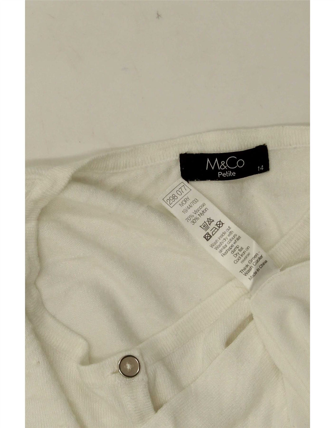 Suéter feminino M&Co Petite Bolero UK 14 médio branco viscose