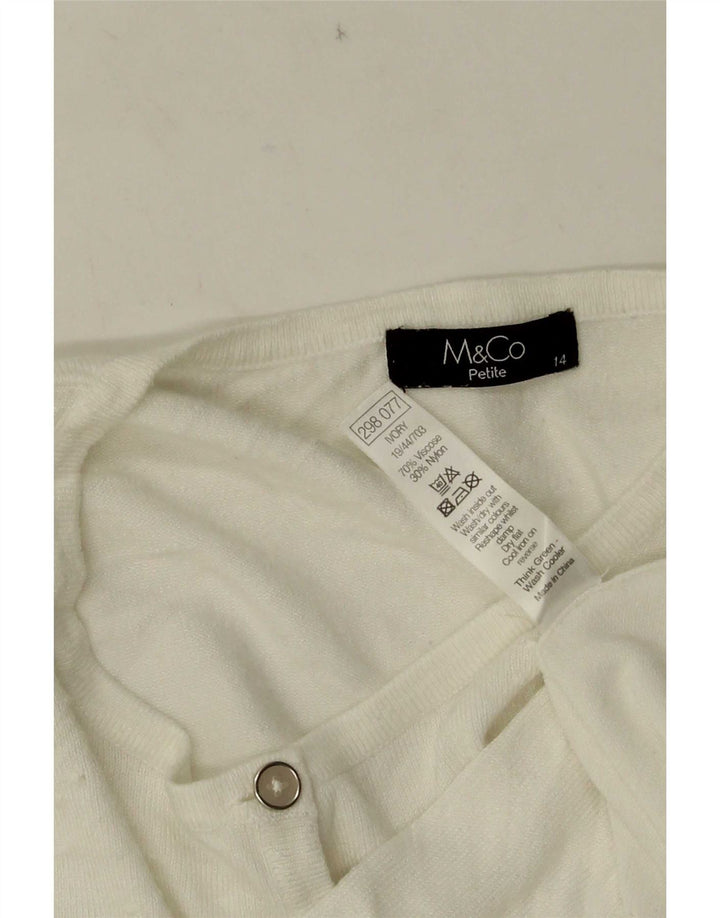 Suéter feminino M&Co Petite Bolero UK 14 médio branco viscose