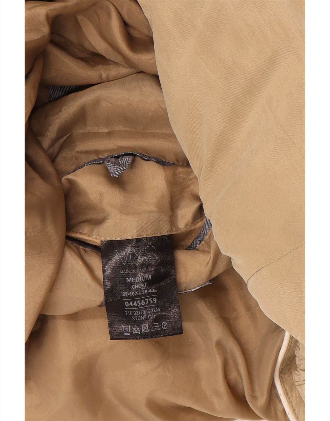 Jaqueta bomber masculina Marks & Spencer UK 38 poliamida bege médio