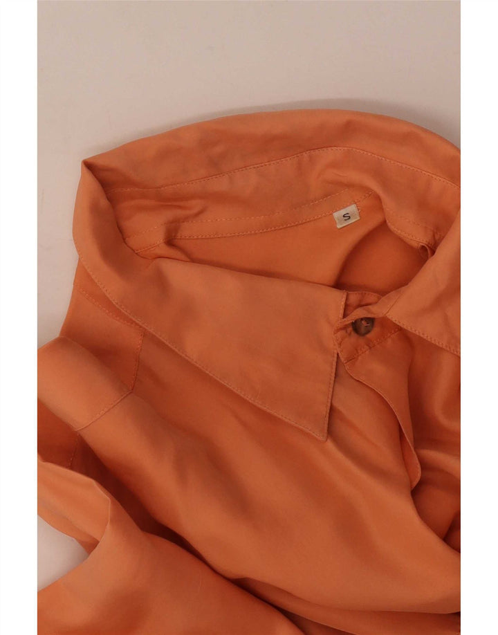 Camisa masculina vintage pequena seda laranja