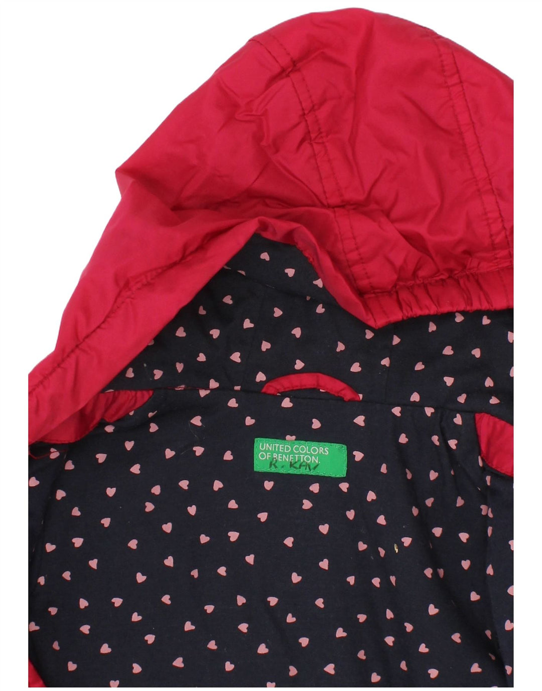 Jaqueta corta-vento com capuz para meninas BENETTON 3-4 anos vermelho