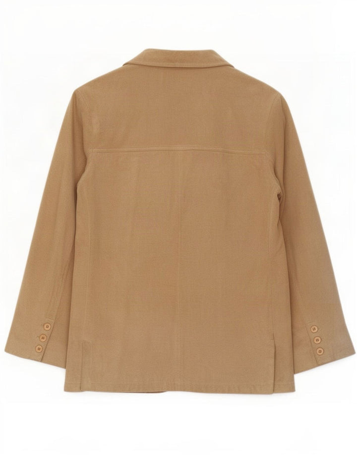 Jaqueta blazer feminina vintage de camurça com 3 botões IT 44 couro bege médio