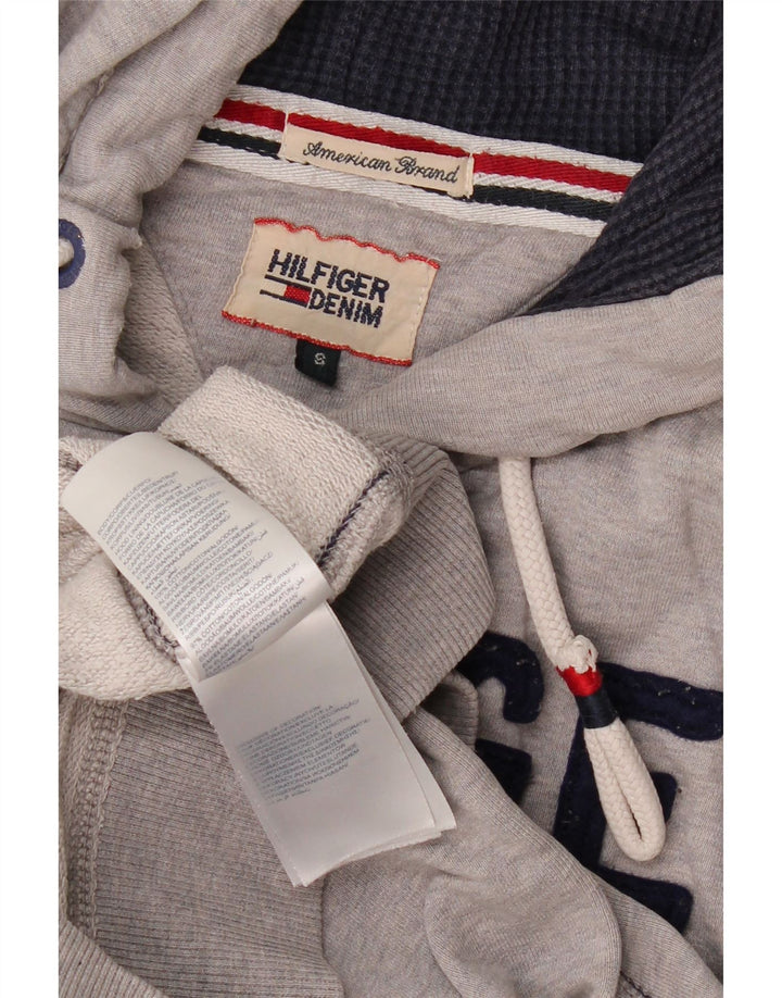 TOMMY HILFIGER Suéter masculino com capuz e zíper gráfico pequeno algodão cinza