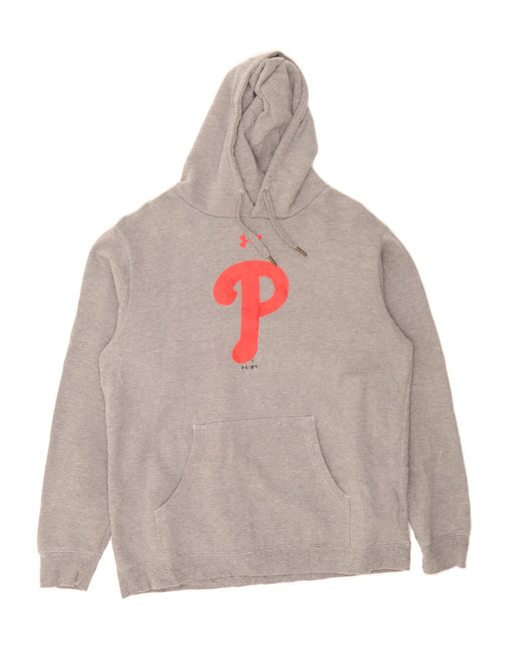 UNDER ARMOUR Mens Cold Gear Graphic Hoodie Jumper Large Grey Cotton Vintage Under Armour and Second-Hand Under Armour from Messina Hembry 