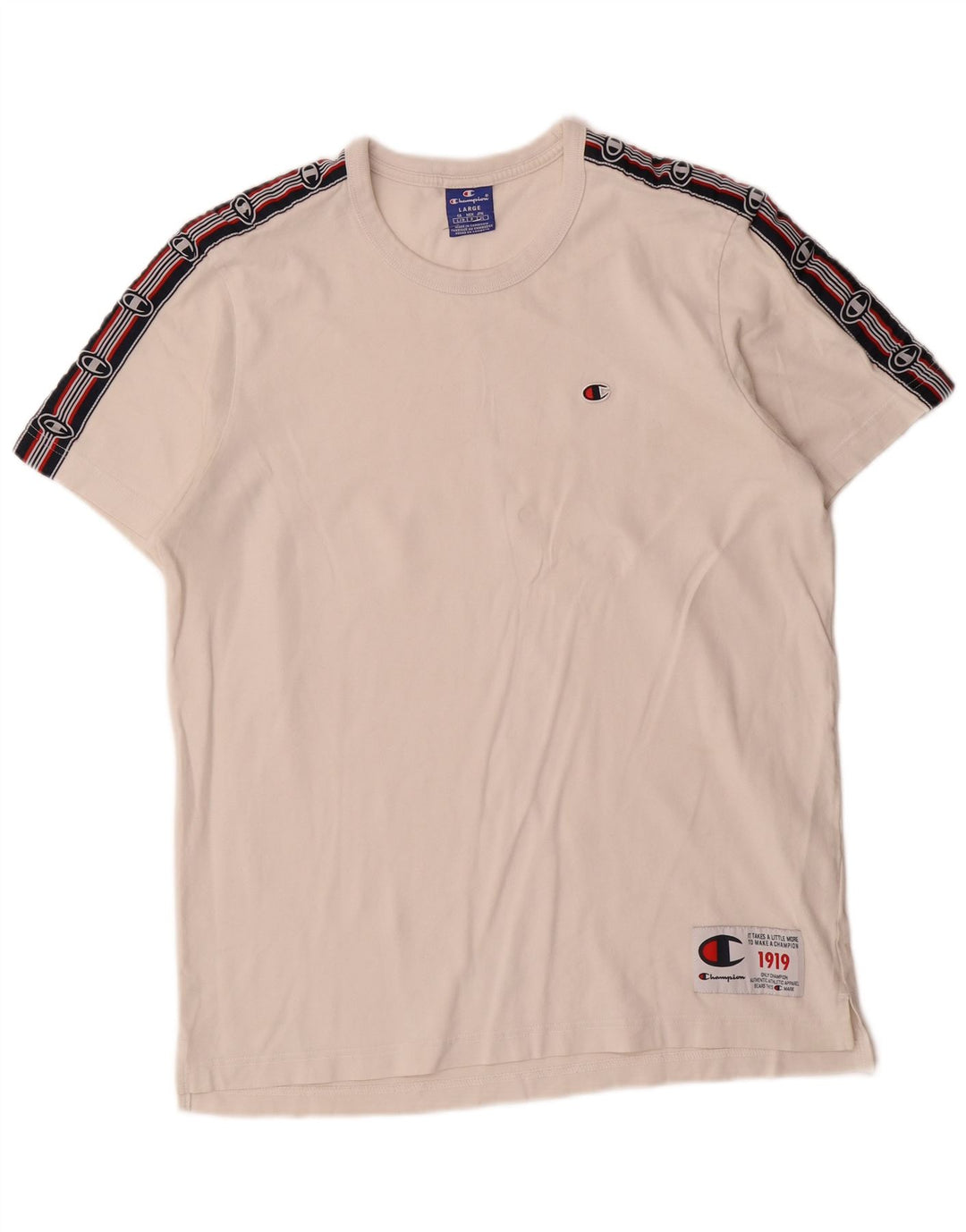 CAMPEÃO Camiseta masculina gráfica grande algodão branco