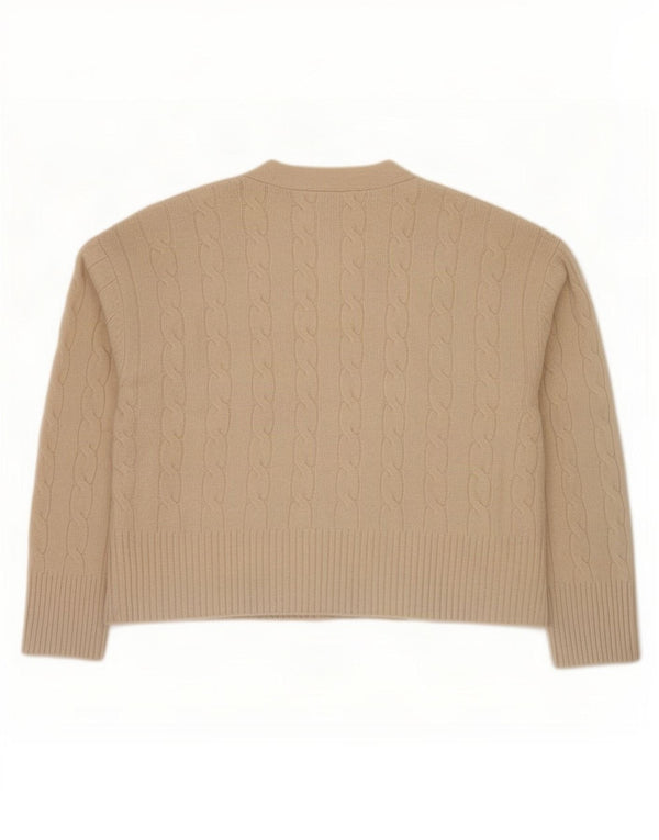 Suéter cardigã feminino Zara manga 3/4 grande Reino Unido 10 pequeno bege