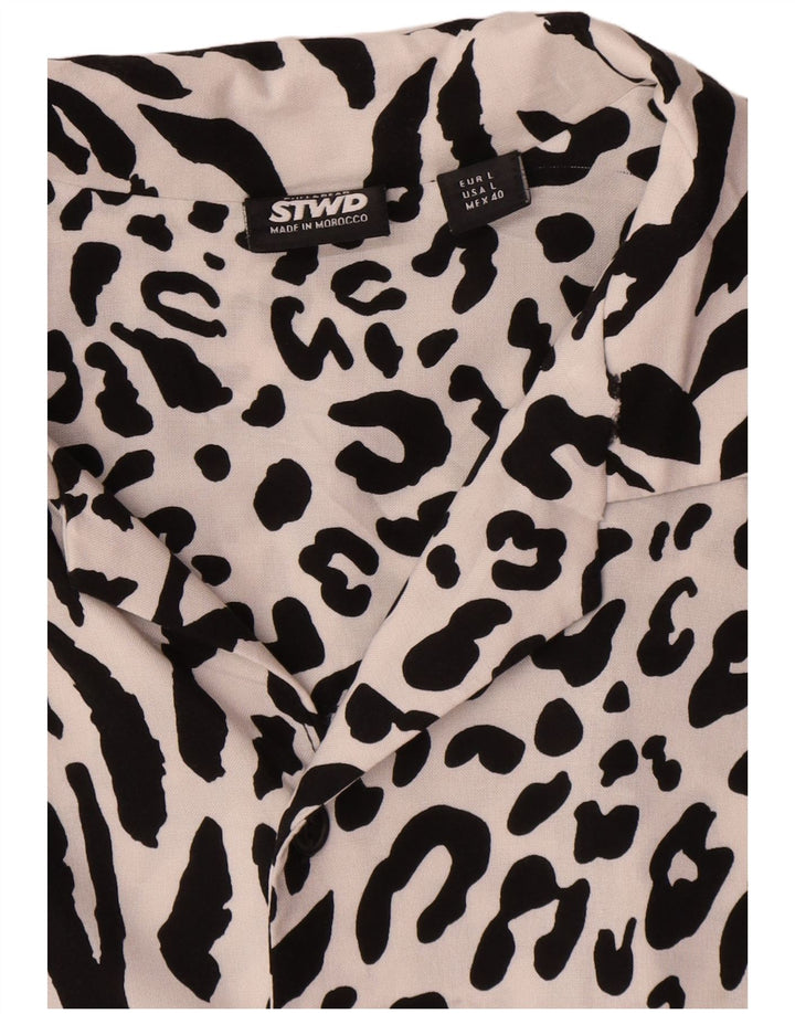 Camisa masculina STWD de manga curta Pull & Bear viscose grande branca com estampa animal
