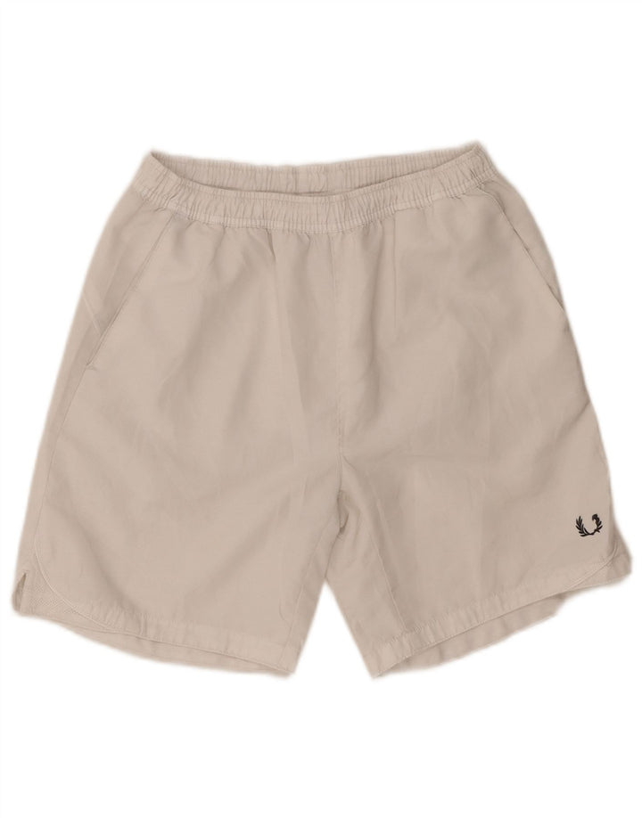 Fred Perry Mens Regular Fit Sport Shorts Médio Poliéster Branco