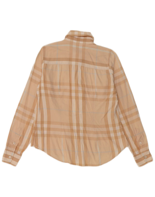 Camisa feminina BURBERRY UK 6 XS algodão xadrez bege
