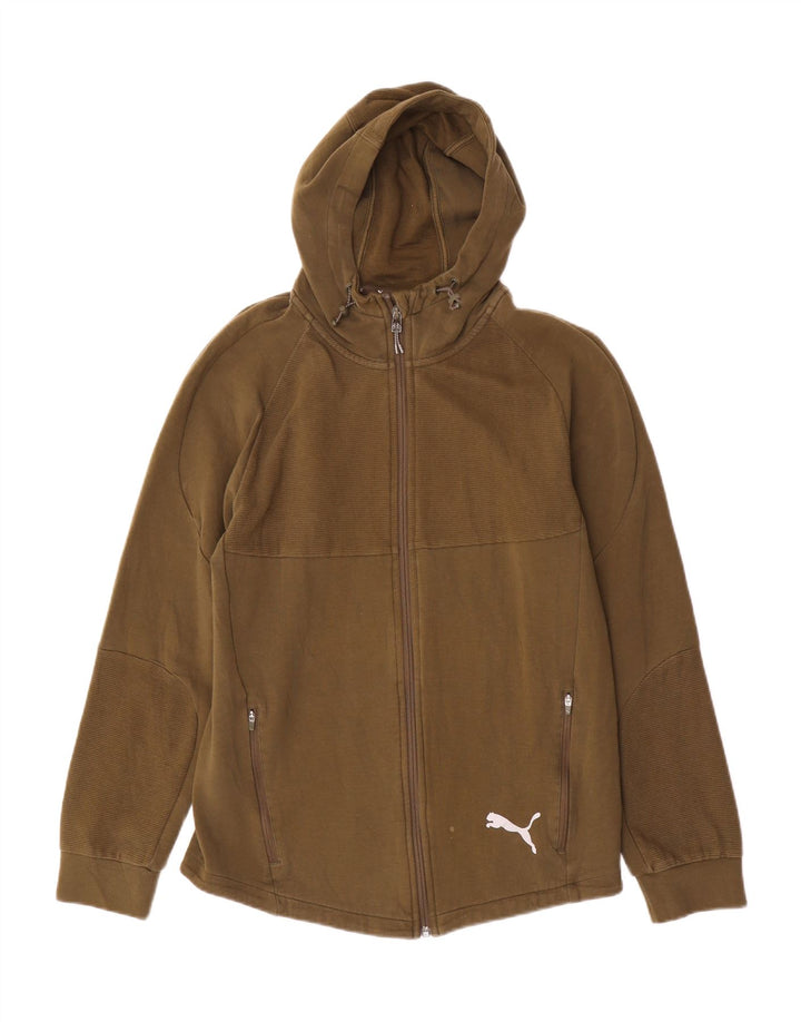 Suéter Puma masculino com capuz e zíper médio cáqui