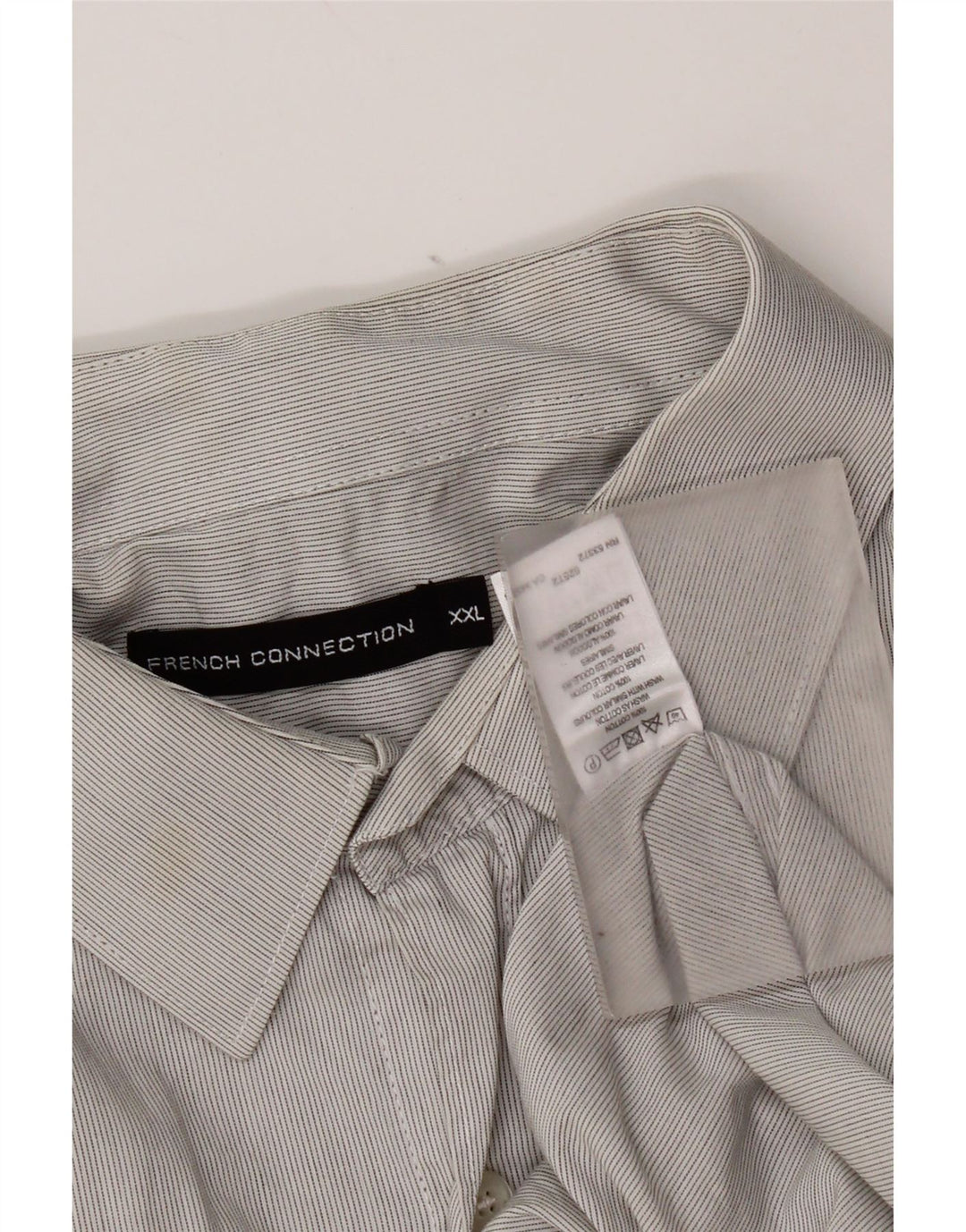 Camisa masculina French Connection 2XL algodão listrado cinza