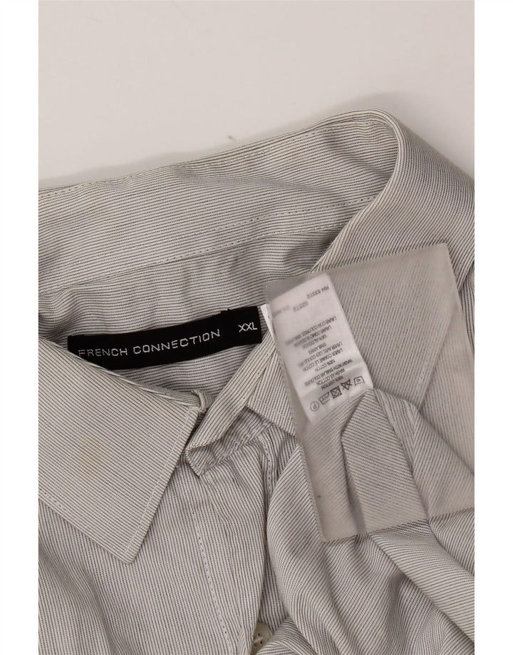Camisa masculina French Connection 2XL algodão listrado cinza