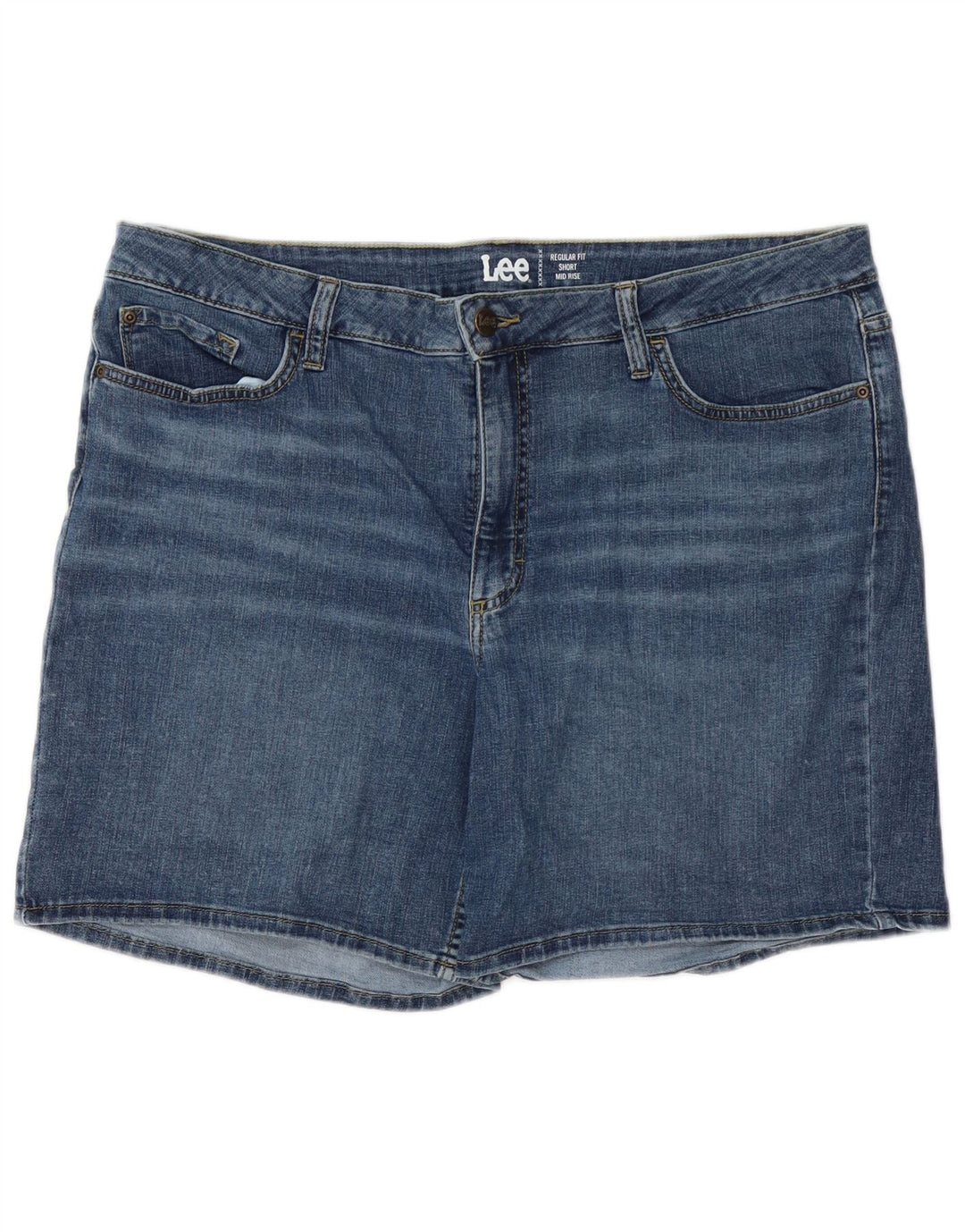 Shorts jeans feminino LEE cintura média regular ajuste EUA 20 3XL W40 algodão azul