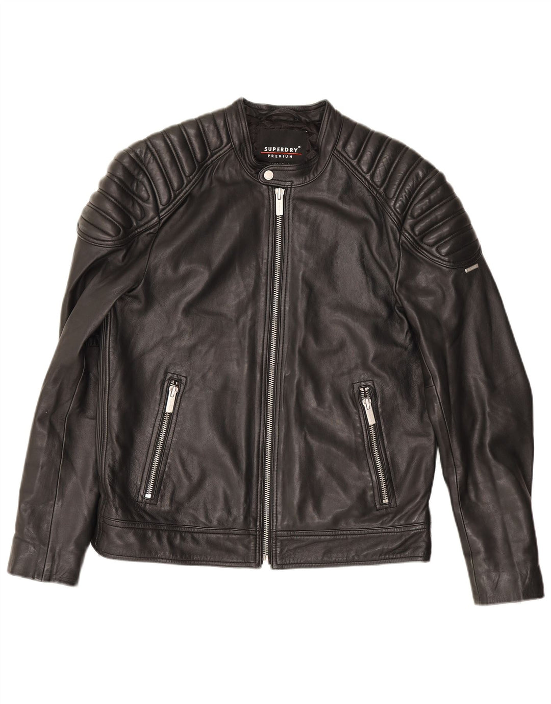 Jaqueta masculina de couro Superdry para motociclista UK 42 XL preta