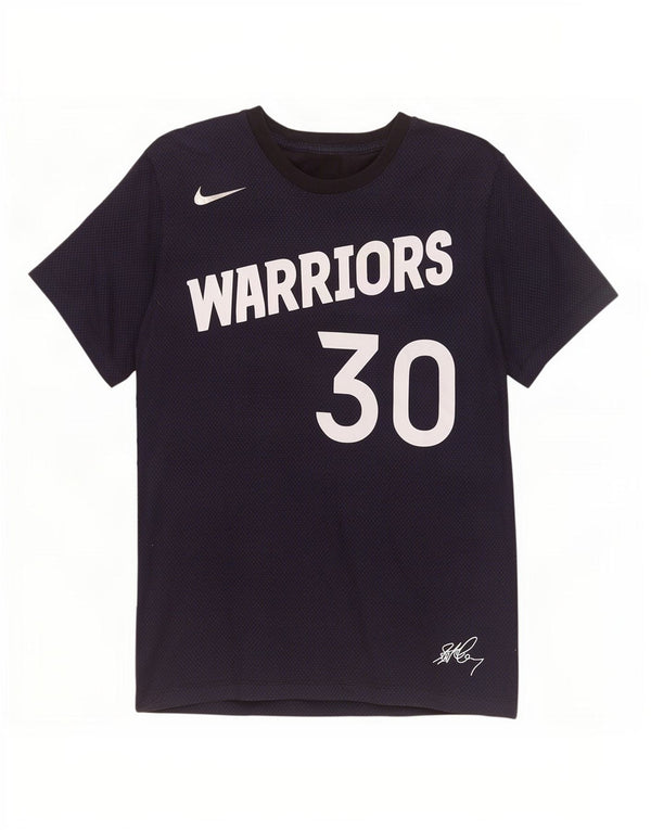Camiseta Nike Mens Warriors Graphic Top Pequeno Algodão Manchado Azul Marinho