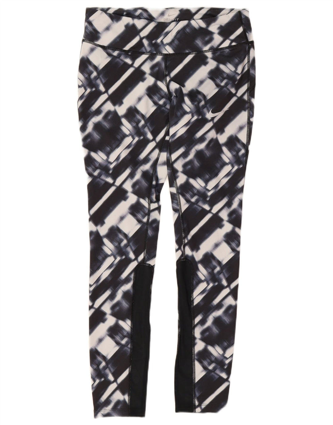 Nike Womens Dri Fit Leggings UK 12 Médio Azul Marinho Geométrico Poliéster