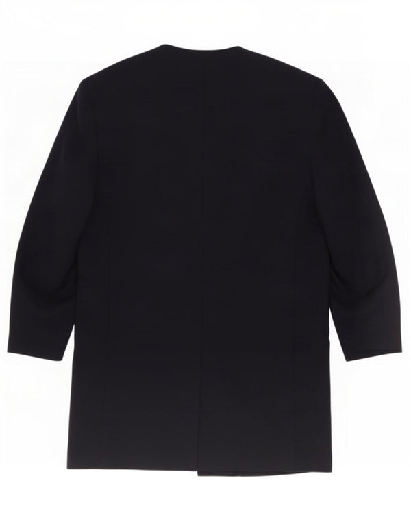 Jaqueta blazer feminina Marella Longline aberta Reino Unido 12 azul marinho médio lã nova