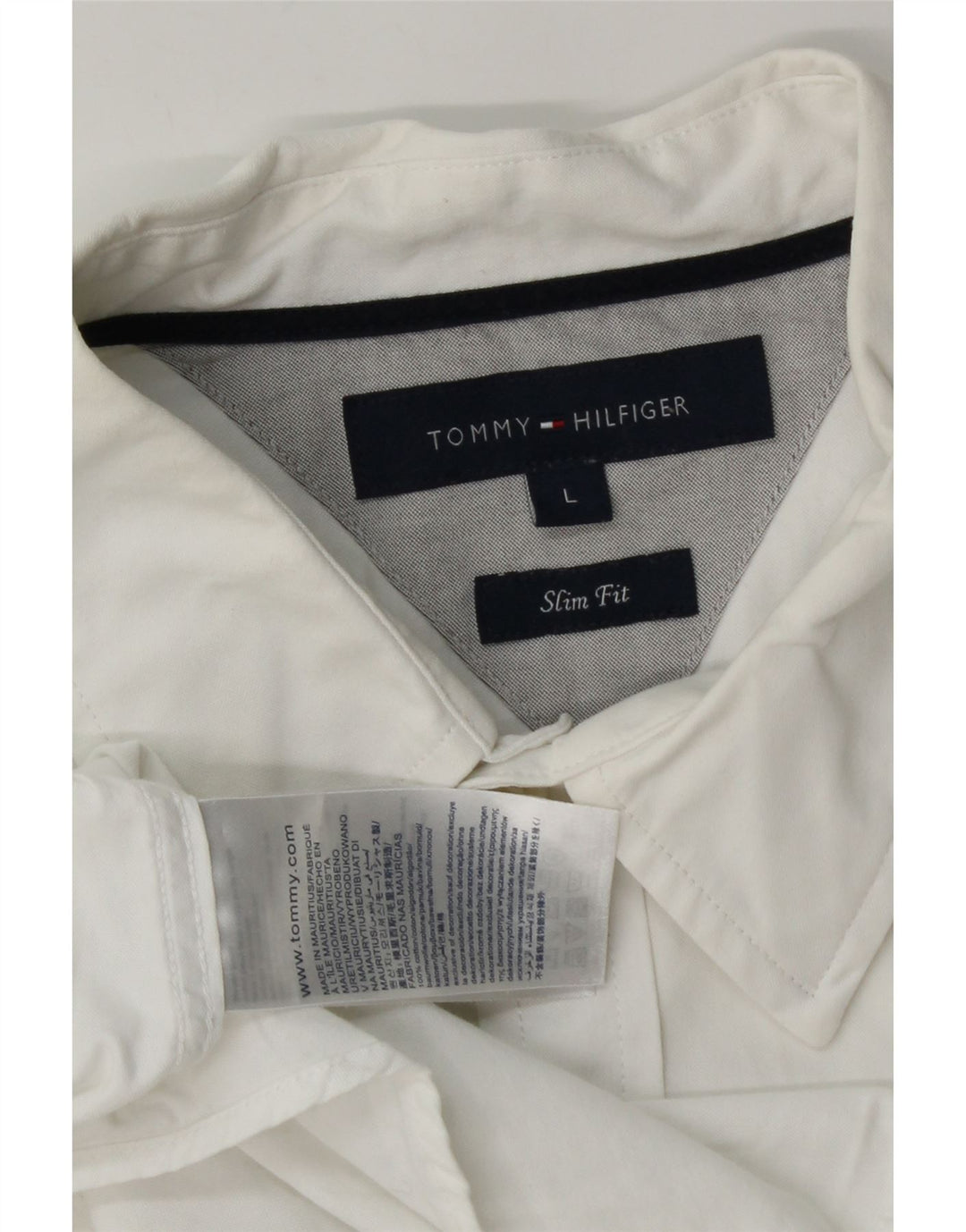 Camisa masculina Tommy Hilfiger Slim Fit grande algodão branco