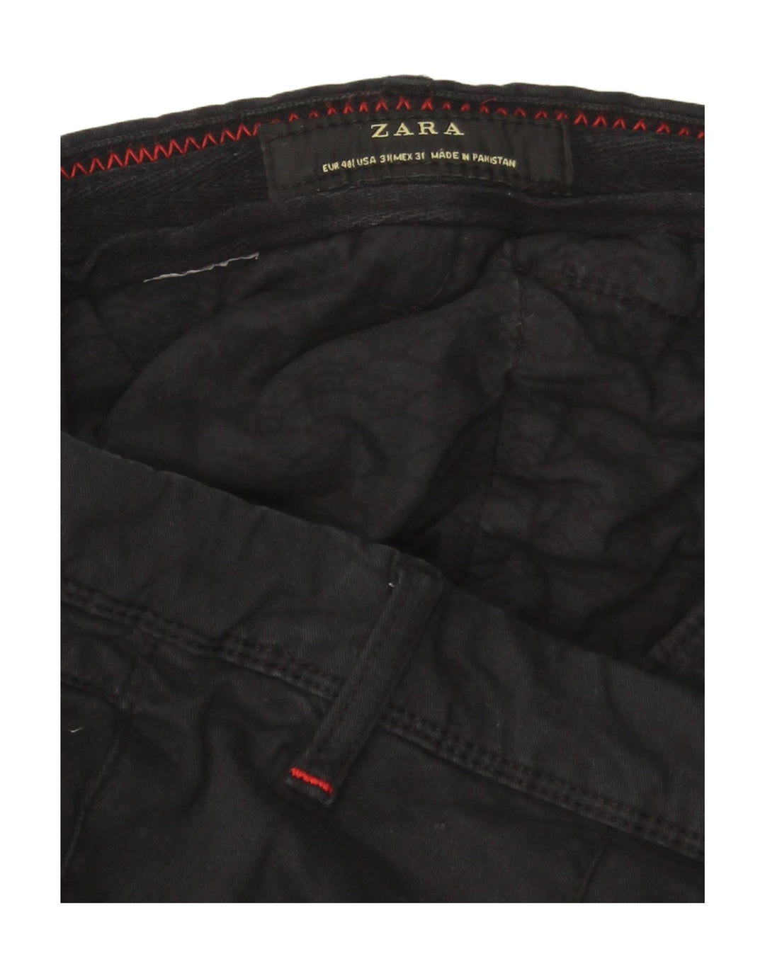 Zara Mens Slim Chino Calças EU 40 Médio W31 L30 Preto