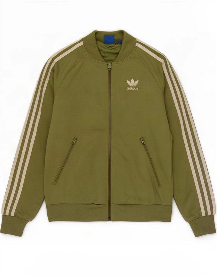 Adidas Womens Graphic Tracksuit Top Jacket UK 8 Pequeno Verde Poliéster