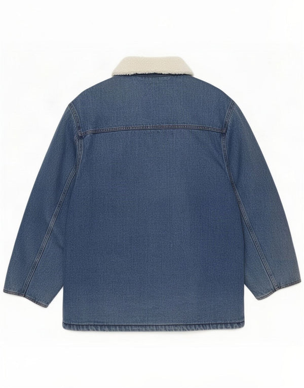 Jaqueta jeans masculina Sherpa Duffle vintage Reino Unido 38 algodão azul médio