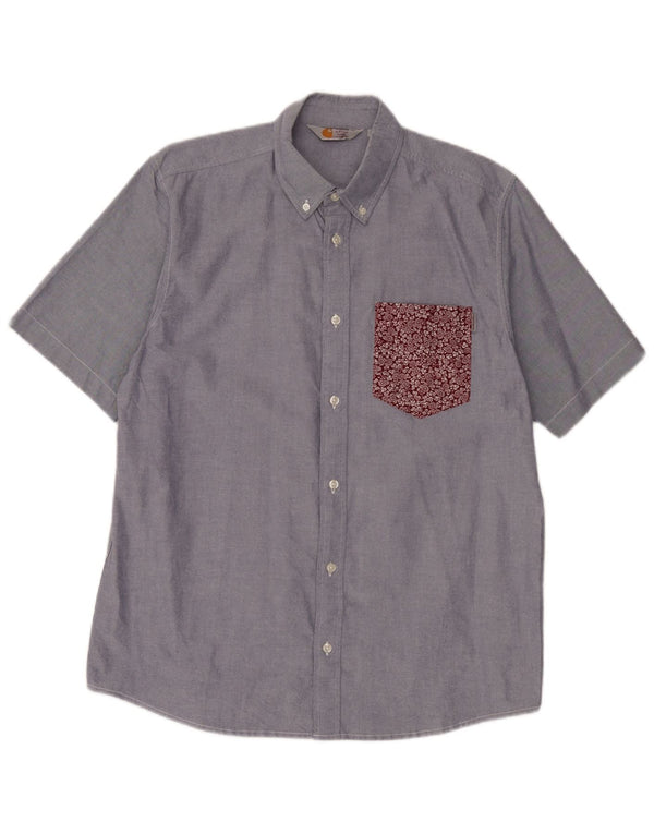 Camisa masculina de manga curta Carhartt XL azul floral algodão