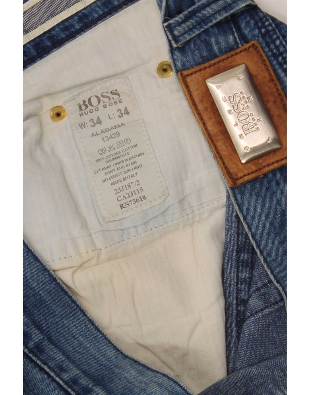 Hugo Boss Jeans reto masculino W34 L28 algodão azul