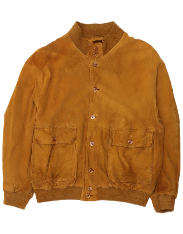 Jaqueta bomber masculina vintage de camurça UK 42 XL marrom