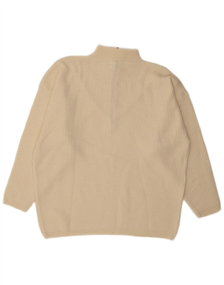 Suéter masculino VINTAGE solto com zíper e pescoço IT 44/46 XS off white