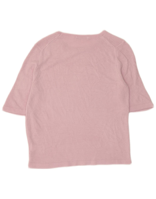 Top feminino Marks & Spencer manga 3/4 Reino Unido 10 acrílico roxo pequeno