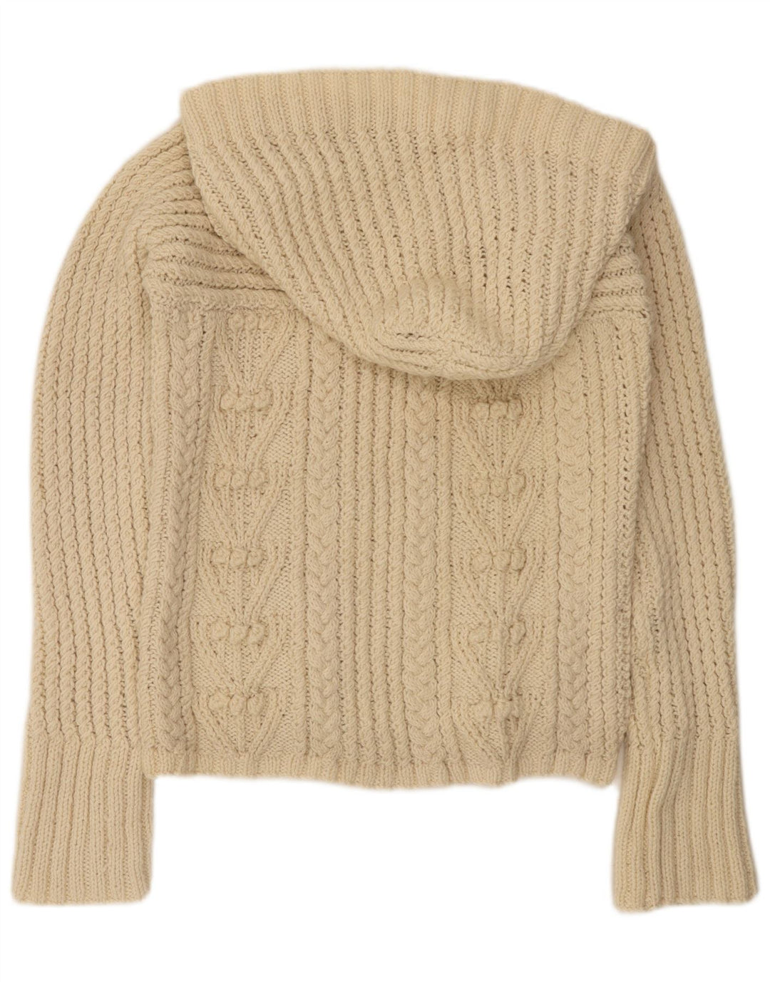 Suéter feminino vintage com capuz UK 14 bege médio