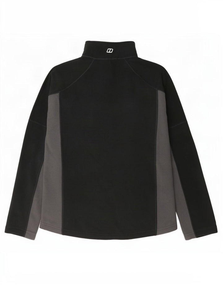 Berghaus Suéter masculino de lã com zíper e gola em poliéster médio preto colorblock