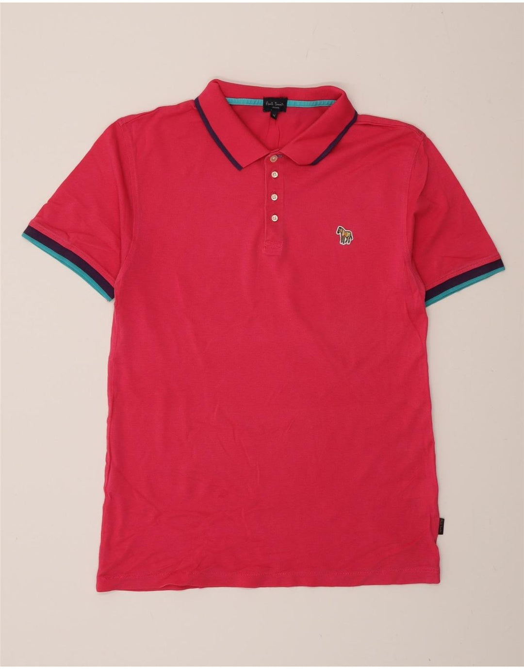 Camisa polo masculina Paul Smith de algodão rosa médio