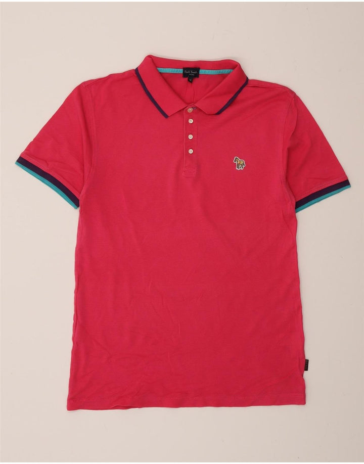 Camisa polo masculina Paul Smith de algodão rosa médio