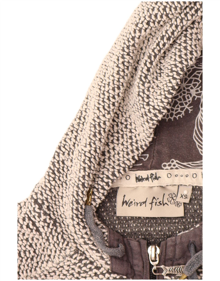 Suéter feminino com capuz e zíper WEIRD FISH UK 6 XS algodão cinza