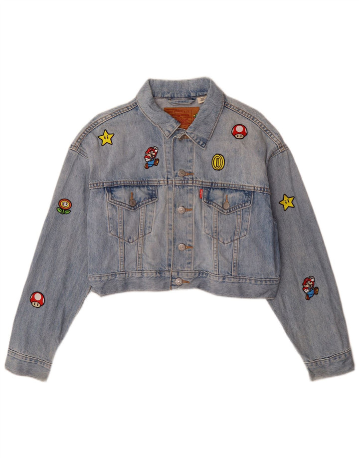 Jaqueta jeans gráfica feminina Levi's 13-14 anos pequeno azul algodão