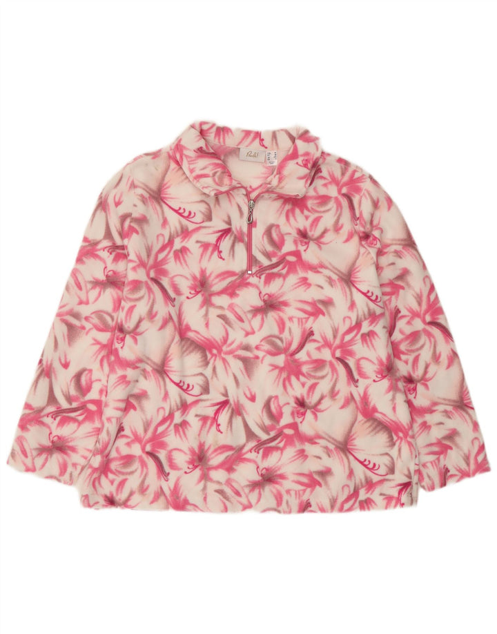 Suéter feminino de lã com manga 3/4 PAOLA UK 20 2XL rosa floral
