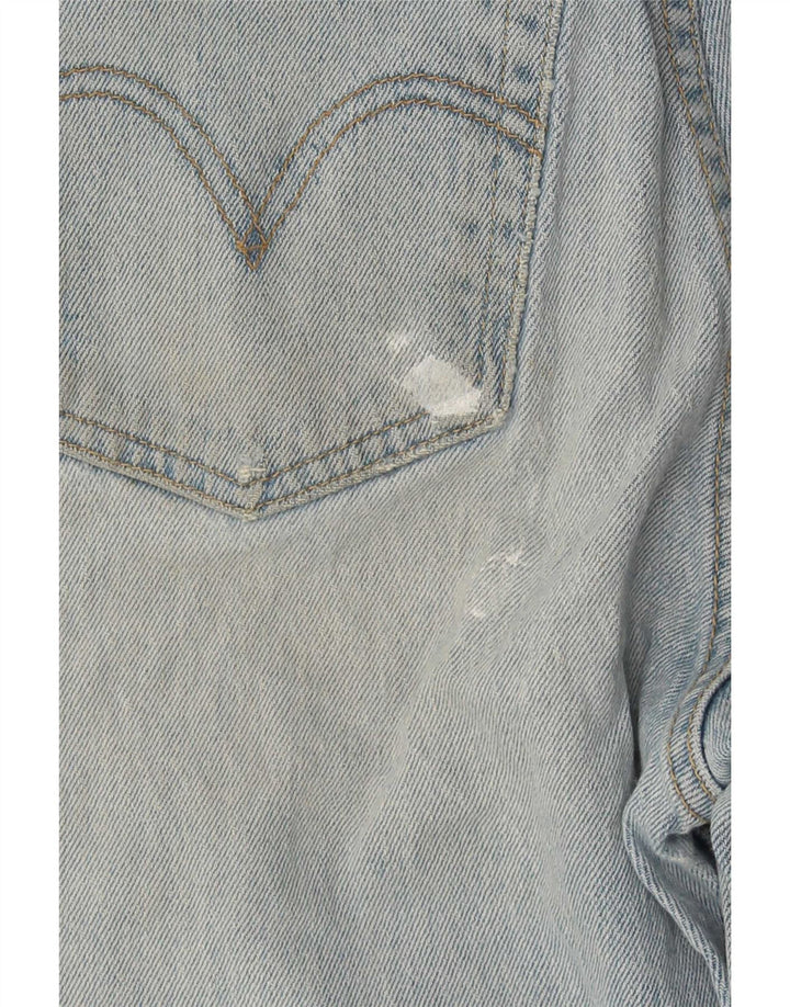 Jeans feminino Levi's Ribcage Distressed Straight W27 L29 Azul Algodão