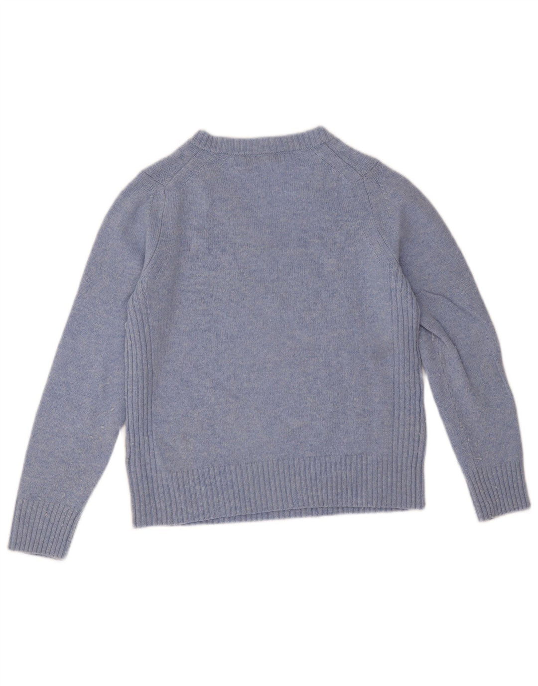 Suéter feminino Marks & Spencer com decote em V Reino Unido 12 lã de cordeiro azul médio