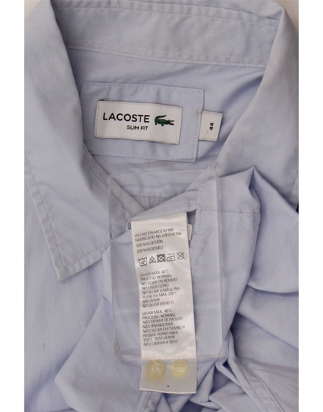 Camisa masculina Lacoste Slim Fit tamanho 44 XL azul algodão