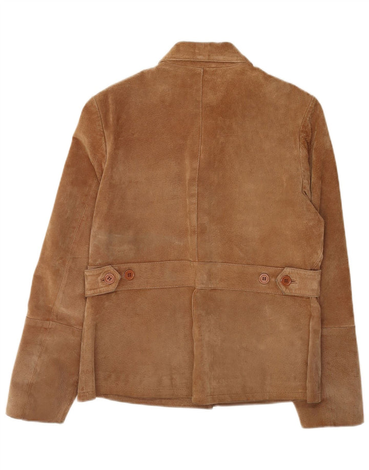 Jaqueta de camurça feminina Outer Edge Reino Unido 16 grande couro marrom