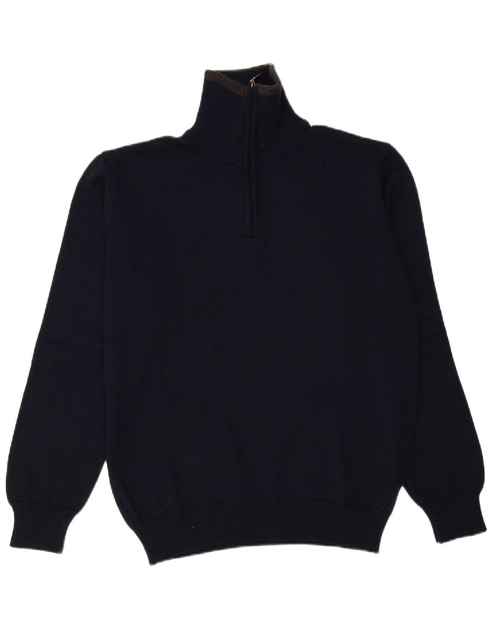 Suéter masculino Sporting Mare com zíper e gola em lã virgem azul marinho grande