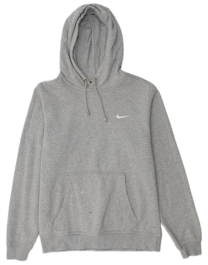 Moletom com capuz masculino Nike médio cinza manchado de algodão
