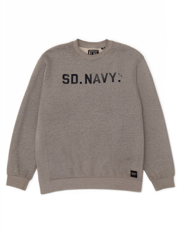Superdry moletom feminino grande com estampa gráfica UK 14 grande algodão cinza
