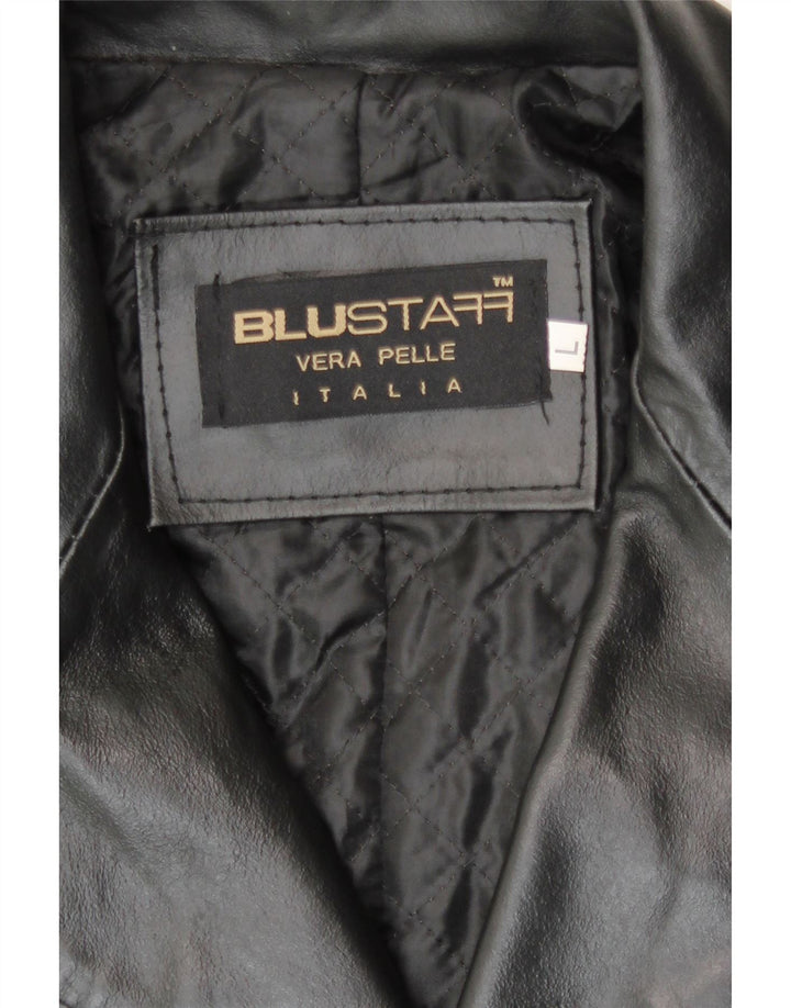 Casaco de couro masculino Blustaff UK 40 grande couro preto
