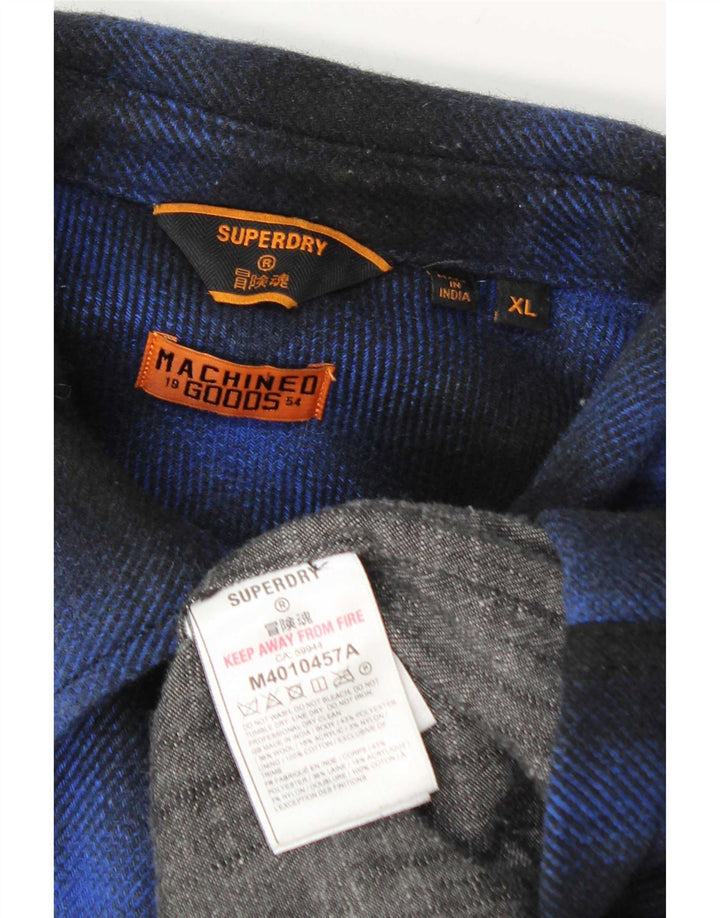 Camisa masculina Superdry Lumberjack Flannel XL azul marinho poliéster xadrez