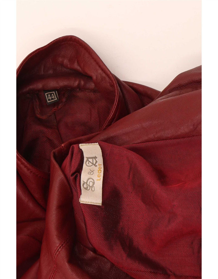 Jaqueta de couro feminina vintage IT 44 Médio Borgonha
